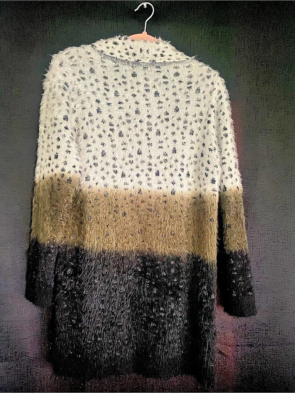 Draper's & Damon's  - Color Block Ombre Fuzzy Open Front  Cardigan size large - Picture 4 of 4